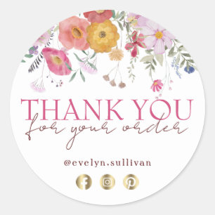 Fresh wildflowers thank you sticker