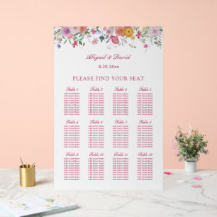Fresh Wildflowers Wedding Acrylic Seating Chart