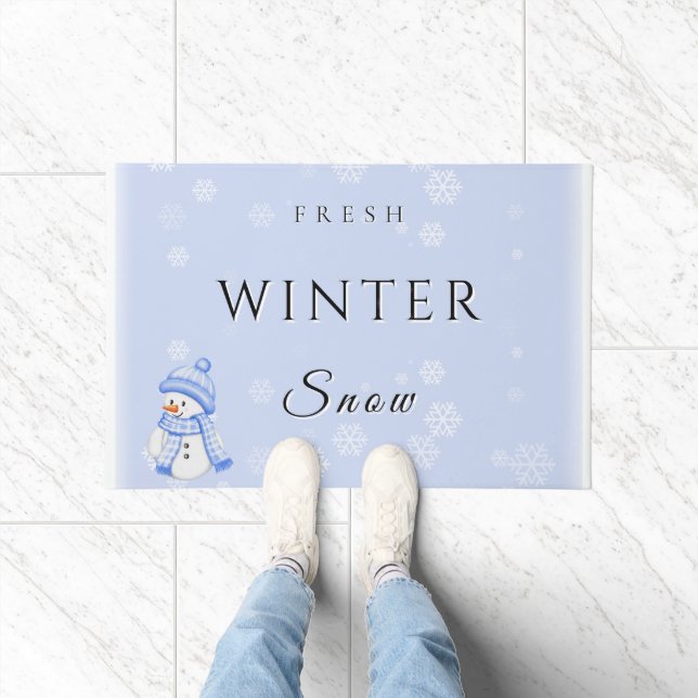Fresh Winter Joy with Snow and Snowman Doormat (Indoor)