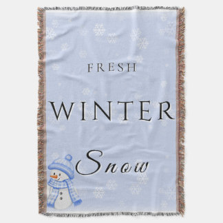 Fresh Winter Snow w/ Snowman and Snow Throw Blanket