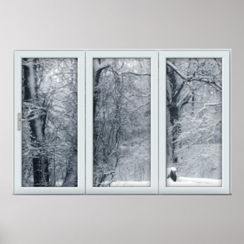 Fresh Winter Snowfall Window with a View Poster