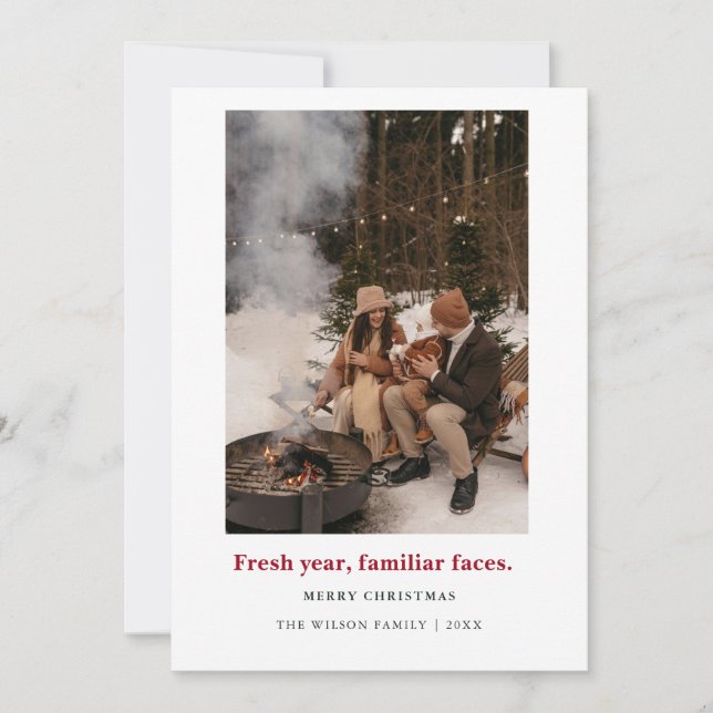 Fresh year, familiar faces.,Christmas Photo Card (Front)