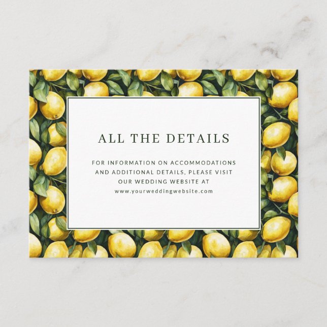 Fresh Yellow Lemon Border Enclosure Card (Front)