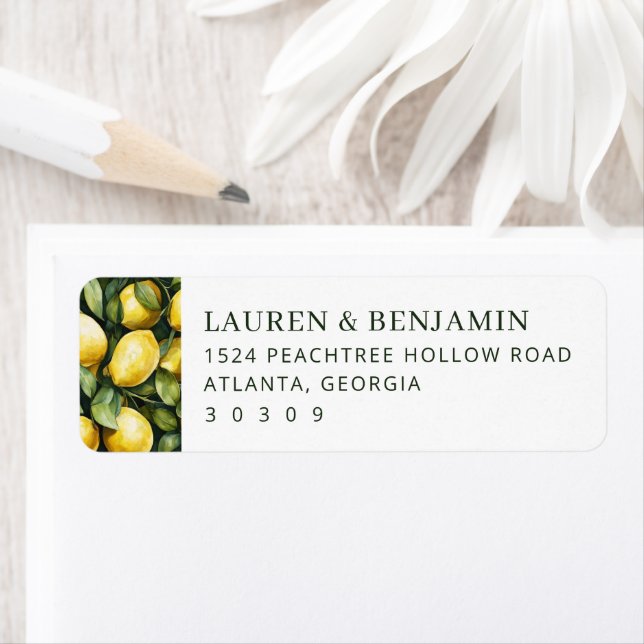 Fresh Yellow Lemon Illustration Label (Insitu)