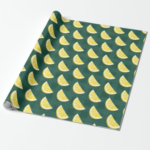 Fresh Yellow Lemon Slices Citrus Pattern Wrapping Paper