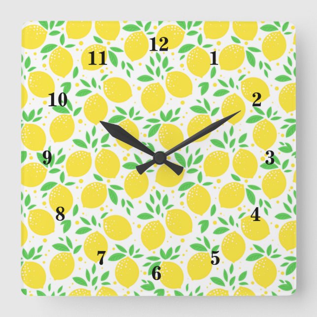 Fresh Yellow Lemons 3 Square Wall Clock (Front)