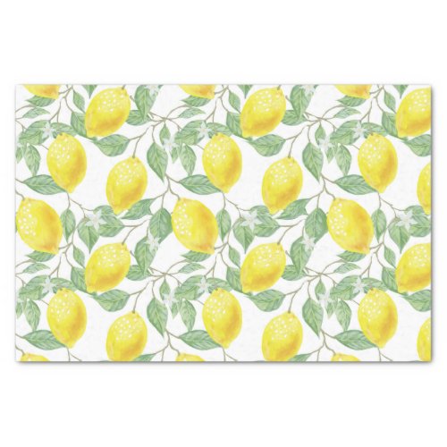 Fresh Yellow Lemons and Green Leaves Decoupage Tissue Paper