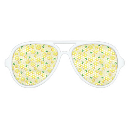 Fresh Yellow Lemons Aviator Sunglasses