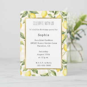 Fresh Yellow Lemons Birthday Invitation