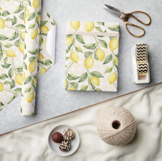 Fresh Yellow Lemons Bridal Shower Wrapping Paper (Crafts)