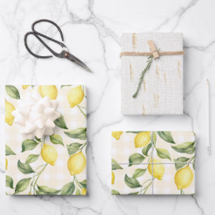 Fresh Yellow Lemons Bridal Shower Wrapping Paper Sheets