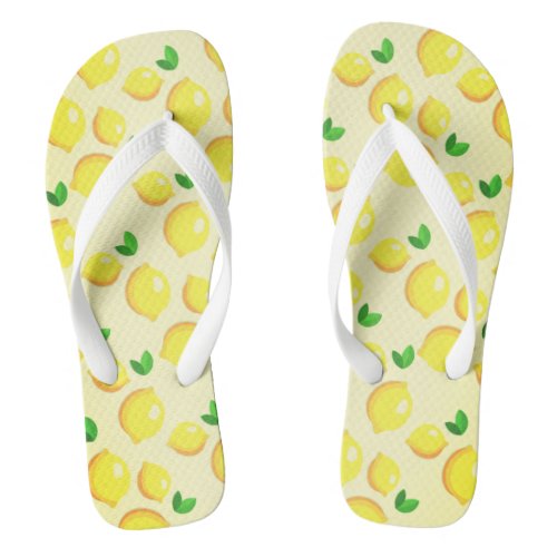 Fresh Yellow Lemons Flip Flops