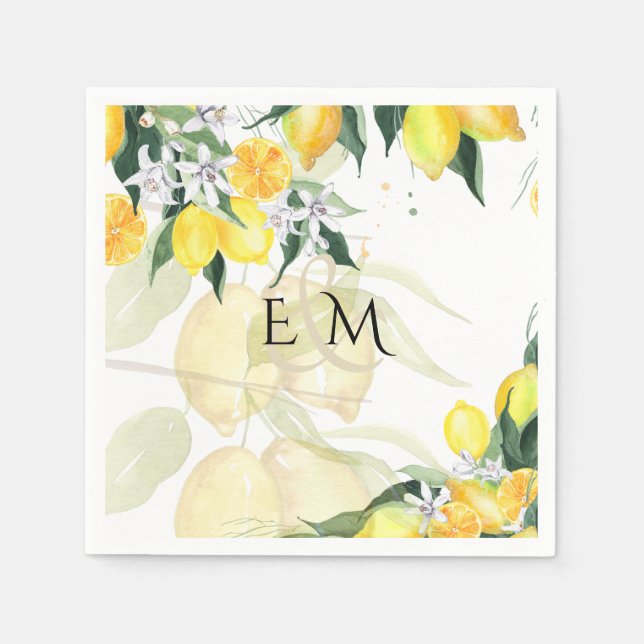 Fresh Yellow Lemons Wedding Napkins (Front)
