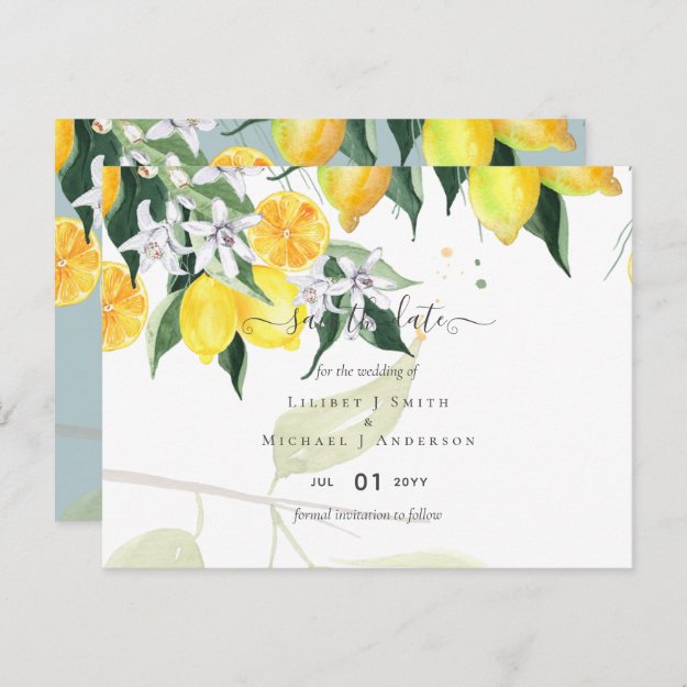 Fresh Yellow Lemons Wedding Postcard