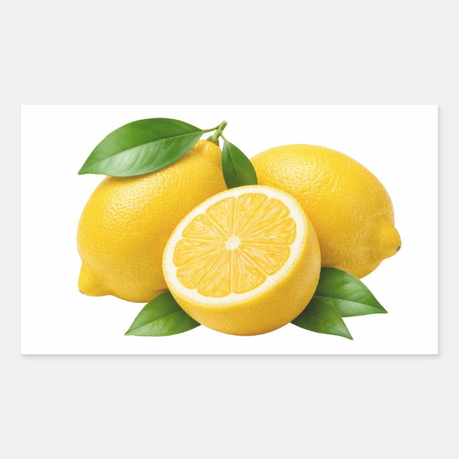 Fresh Yellow Lemons with Green Leaves Sticker (Front)
