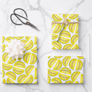 Fresh Yellow Melon Slices Pattern Wrapping Paper Sheets