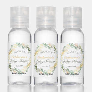 Fresh Yellow Spring Floral Baby Shower Favor Hand Sanitizer