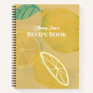 Fresh Yellow Watercolor Lemon Fruit Recipe Notebook