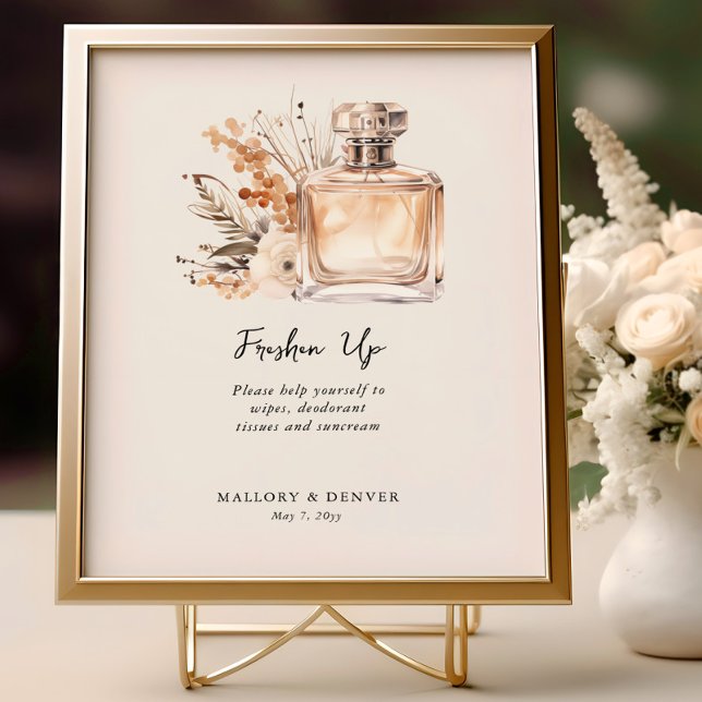 Freshen Up Neutral Vintage Wedding Restroom Sign  (Freshen Up Sign from Romantic Wedding signs collection by Darling & May)
