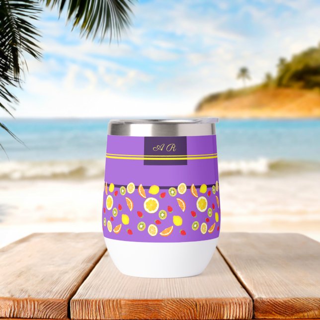 Freshful Summer Fruits Thermal Wine Tumbler (Beach)