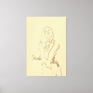 Freshing Black Line Art Dancing Female Canvas Print