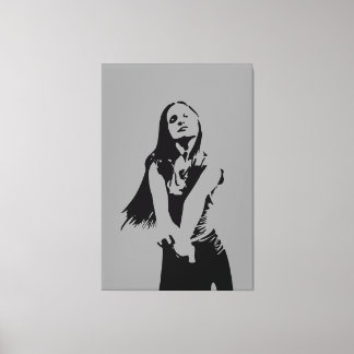 Freshing Black Monochrome Female Silhouette Canvas Print