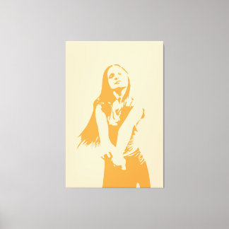 Freshing Orange Monochrome Female Silhouette Canvas Print
