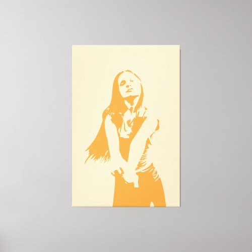 Freshing Orange Monochrome Female Silhouette Canvas Print