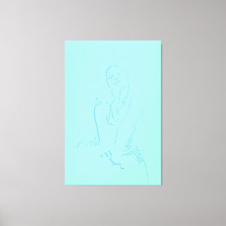 Freshing Watercolor Line Art Dancing Female Canvas Print