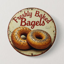 Freshly Baked Bagels Vintage Metal Wall Art Sign