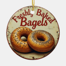 Freshly Baked Bagels Vintage Metal Wall Art Sign