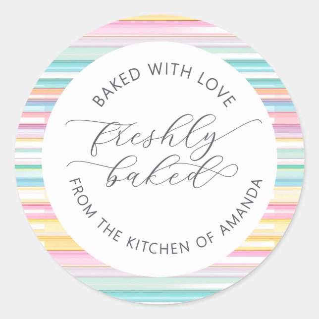  Freshly baked custom Bakery packaging Classic Round Sticker (Front)