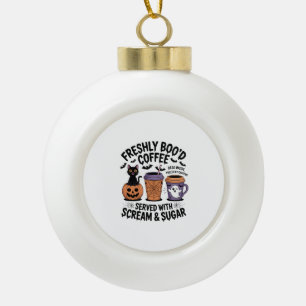 Freshly Boo'd Coffee Halloween Ceramic Ball Christmas Ornament