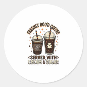 Freshly Bood Coffee Halloween Ghost Cup Classic Round Sticker