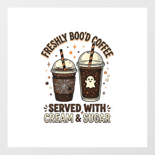 Freshly Bood Coffee Halloween Ghost Cup Floor Decals