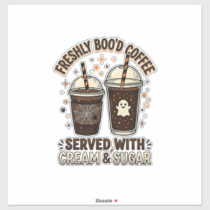 Freshly Bood Coffee Halloween Ghost Cup Sticker