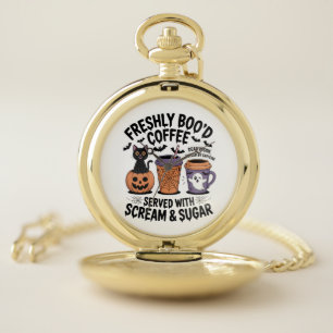 Freshly Boo'd Coffee Halloween Pocket Watch