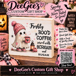 Freshly Boo'd Coffee Halloween Wooden Box Sign