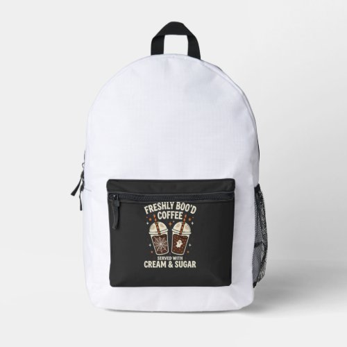 Freshly Bood Halloween Coffee Printed Backpack