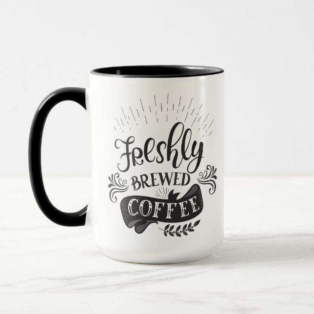 Freshly Brewed Coffee Personalized Mug (Left)