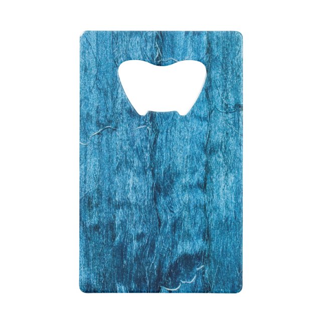 Freshly Dyed Blue Handmade Thai Silk Credit Card Bottle Opener (Front)