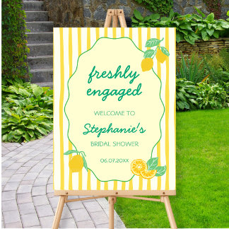 Freshly Engaged Lemon Citrus Bridal Shower Welcome Foam Board
