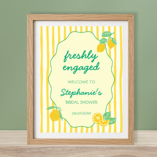 Freshly Engaged Lemon Citrus Bridal Shower Welcome Poster