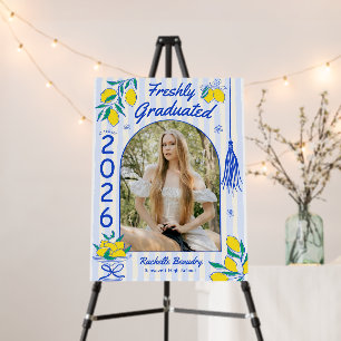 Freshly Graduate Lemon Citrus Blue Stripes Grad Foam Board