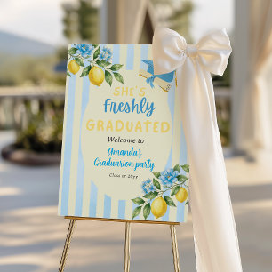 Freshly Graduated Blue Stripe Lemon Graduation Foam Board