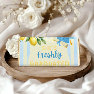 Freshly Graduated Blue Stripe Lemon Graduation Hershey Bar Favors