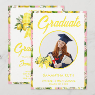 Freshly Graduated Citrus Bloom Photo Graduation Invitation