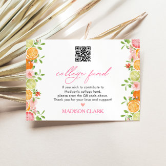 Freshly Graduated Floral Citrus College Fund Enclosure Card