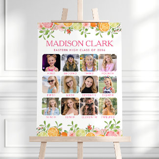 Freshly Graduated Floral Citrus Milestone Photo Foam Board