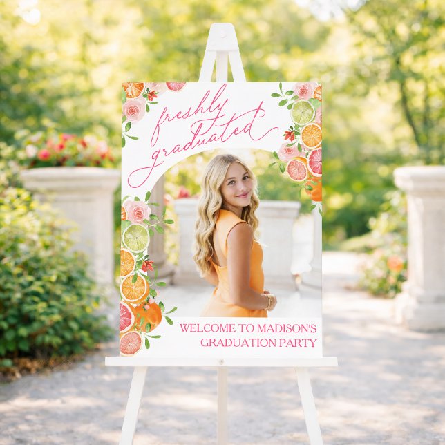 Freshly Graduated Floral Citrus Welcome Sign (Creator Uploaded)